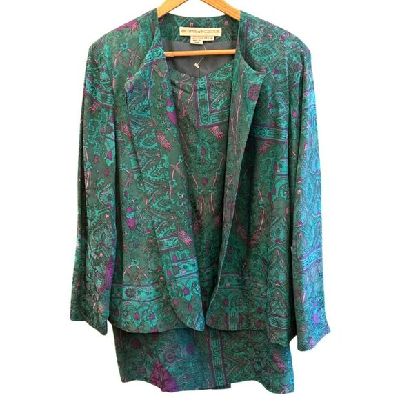 Vintage Anne Crimmins for Umi Collections Plus Size 100% Silk Luxury Suit 20W - Picture 1 of 6